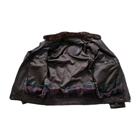 Santa Barbara Polo Racquet Club Leather Jacket Men 50 Brown LS Equestrian Vtg - Picture 8 of 16